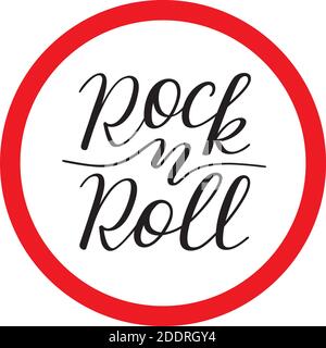 Rock and roll hand lettering. Template print, banners, posters. Stock Vector