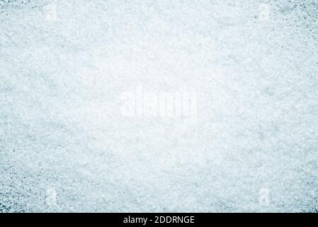 Flatlay, surface covered by snow, texture of snow, space for text Stock Photo
