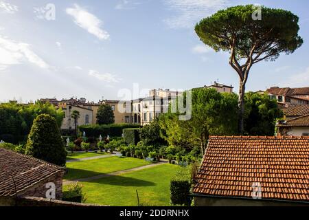 Lucca, Italy - July 9, 2017: View of Pfanner Palace and Garden from the City Walls Stock Photo