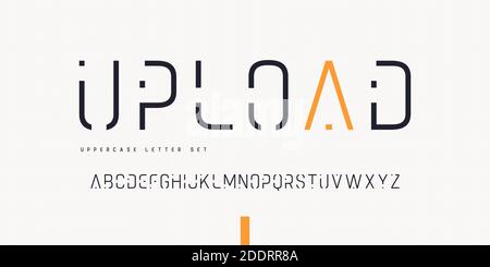 Vector thin linear sans uppercase letter set, alphabet, typography Stock Vector