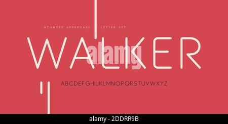 Vector rounded thin sans uppercase letter set, alphabet, typography Stock Vector