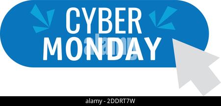 cyber monday lettering in button with arrow mouse Stock Vector