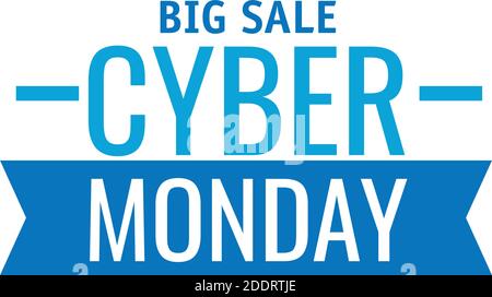 cyber monday lettering with ribbon in white background Stock Vector