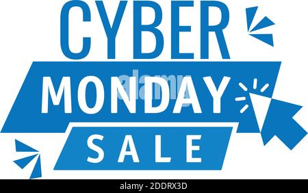 cyber monday lettering in ribbon frame with arrow mouse Stock Vector