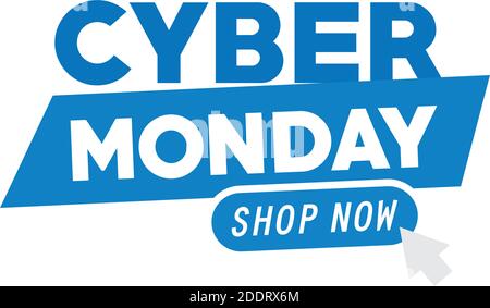 cyber monday lettering with arrow mouse in white background Stock Vector