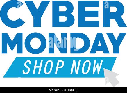 cyber monday lettering and mouse arrow in white background Stock Vector