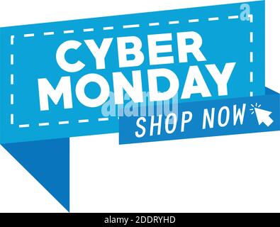 cyber monday lettering in speech bubble with arrow mouse Stock Vector