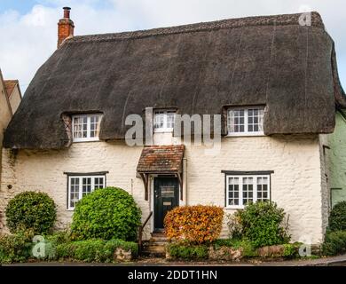 Thatched Cottage in the village of Long Crendon, Buckinghamshire, England. Stock Photo