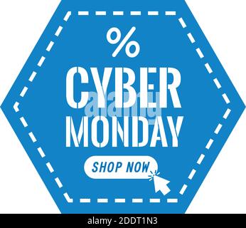 cyber monday lettering in hexagon frame Stock Vector