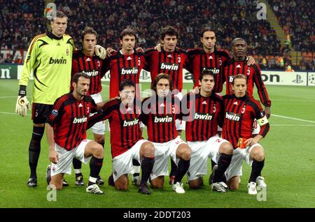 AC Milan football team photo during UEFA Champions League at the san siro soccer stadium, in Milan. Stock Photo