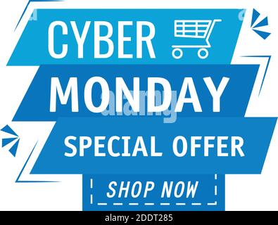 cyber monday lettering in ribbon frame Stock Vector
