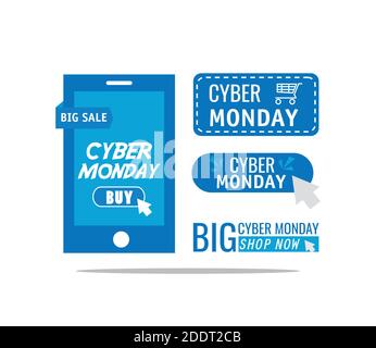 cyber monday letterings in smartphone Stock Vector