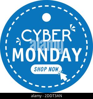 cyber monday lettering in circular tag Stock Vector