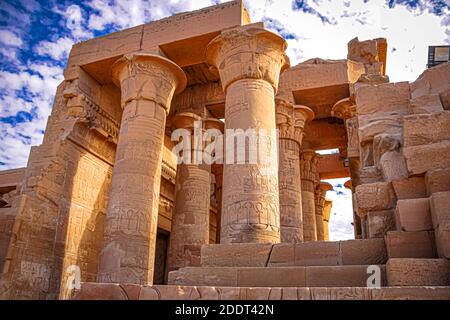 The ruins of the ancient temple of Sebek in Kom - Ombo, Egypt. Stock Photo