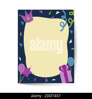 greeting and birthday invitation card layout template in A4 vector illustration Stock Vector