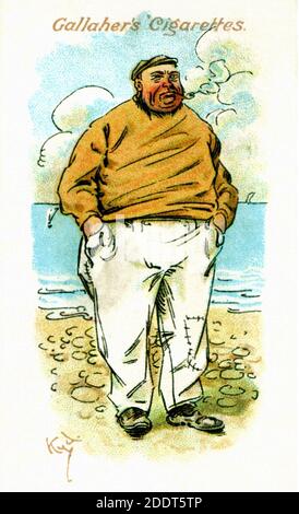 Antique cigarettes cards. Gallaher's Cigarettes (series of Votaries of the  Weed). The Longshoreman Smoker; England. Artwork by 