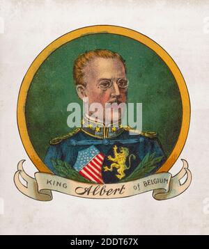 Retro portrait of Albert I of Belgium. Albert I (1875 – 1934) reigned as King of the Belgians from 1909 to 1934. He ruled during an eventful period in Stock Photo