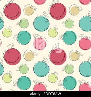 Vector abstract apple seamless pattern. Colored background fruits Stock Vector