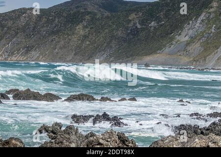 Stormy seas off Wellington Stock Photo
