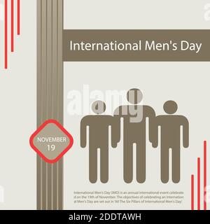 International Men's Day (IMD) is an annual international event celebrated on the 19th of November. Stock Vector