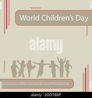 World Children’s Day was first established in 1954 as Universal Children's Day and is celebrated on 20 November each year to promote international tog Stock Vector