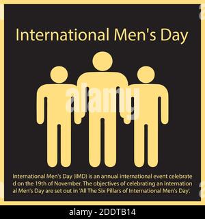 International Men's Day (IMD) is an annual international event celebrated on the 19th of November. Stock Vector