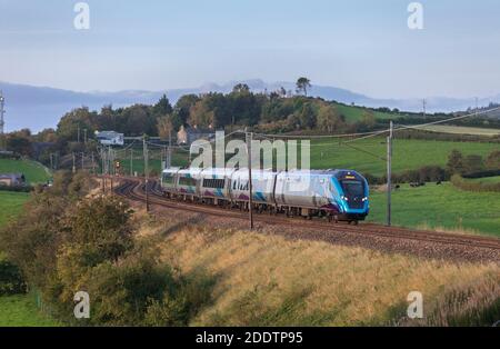 First Transpennine Express CAF class 397 electric train 397012 on the west coast mainline in Cumbria Stock Photo