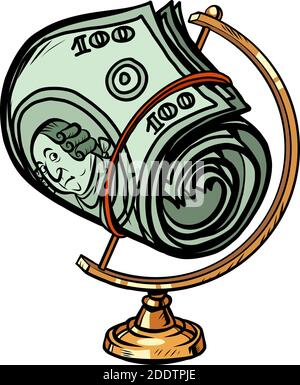 globe international a bundle of hundred-dollar bills Stock Vector