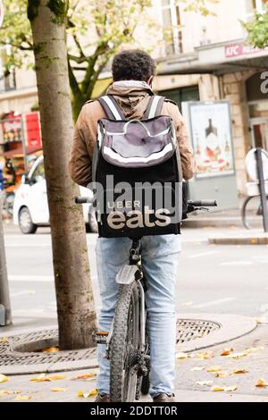 Uber Eats Sign On A Restaurant Door Users Can Order Food From Participating Restaurants On Their Website Or With A Smartphone Stock Photo Alamy