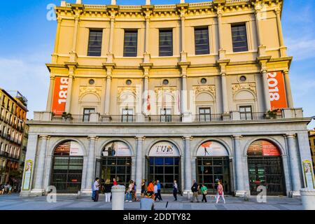 Western facade of the Royal Theater, which overlooks the Plaza de Oriente.Madrid, Comunidad de Madrid, Spain, Europe Stock Photo