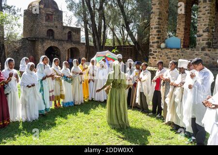 Ethiopian Orthodox Tewahedo Church wedding celebrations in Northern Ethiopia Stock Photo