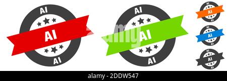 ai stamp. ai round ribbon sticker. label Stock Vector
