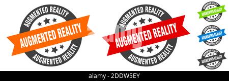 augmented reality stamp. augmented reality round ribbon sticker. label Stock Vector