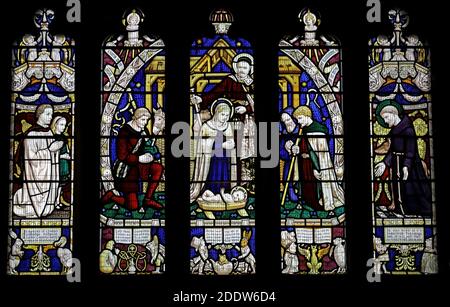 Lewis Carroll window, All saints, Daresbury Village, Warrington, Cheshire, England, GB, WA4 4AE Stock Photo