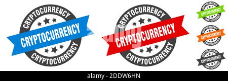 cryptocurrency stamp. cryptocurrency round ribbon sticker. label Stock Vector