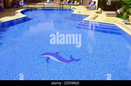 Swimming pool in the Diogenis Blue Palace hotel Stock Photo