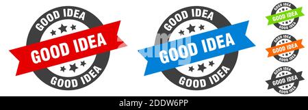 good idea stamp. good idea round ribbon sticker. label Stock Vector