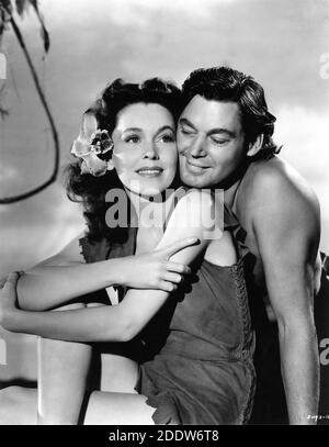 MAUREEN O'SULLIVAN and JOHNNY WEISSMULLER publicity portrait by CLARENCE SINCLAIR BULL for TARZAN'S SECRET TREASURE 1941 director RICHARD THORPE based on characters created by Edgar Rice Burroughs Metro Goldwyn Mayer Stock Photo