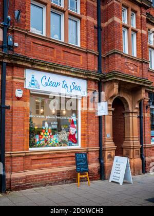 Clear to Sea zero waste shop Bury St Edmunds Suffolk UK. Plastic free shop. Stock Photo