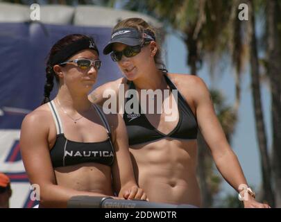 Fort Lauderdale, FL  April 1st,2nd, 3rd, 2005 Kerri Walsh and Misty May (2004 Olympic Gold Medalists and AVP MVP) winners of the first 2005 Pro Beach Volleyball Women's AVP Nissan Series Fort Lauderdale Open, at South Beach Park. Digital Photo by ©JR Davis-PHOTOlink Stock Photo