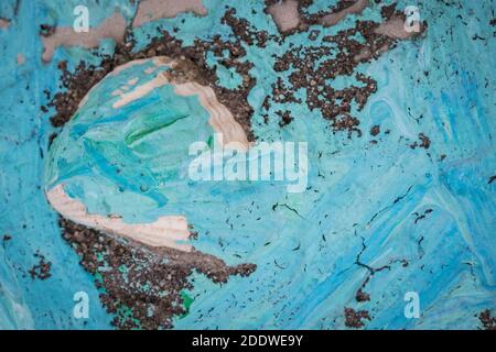 backround pattern from seashells and blue paint Stock Photo