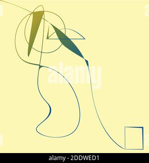 Line cubism abstract shape modern illustration. Gradient blue and green. 10 eps Stock Vector