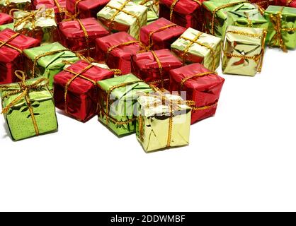 Colorful gift boxes on white backgrounds Stock Photo