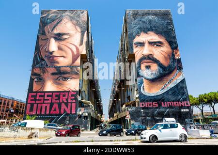 Napoli (Italy) - El 'Pibe de Oro' is the subject of the murals dedicated to Maradona in Naples Stock Photo