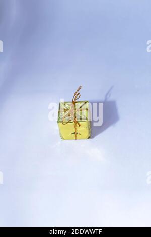Yellow Christmas gift boxes isolated on white backgrounds Stock Photo
