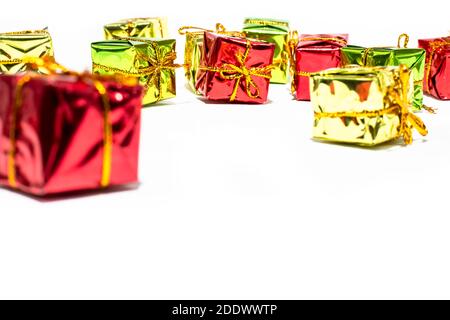 Christmas gift boxes on white backgrounds Stock Photo