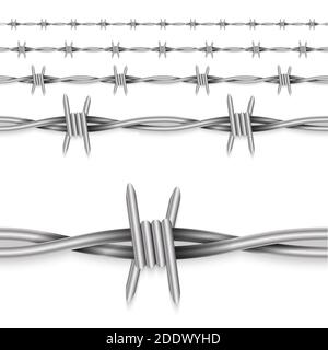 Naturalistic. 3D view. Metal barbed wire. Seamless pattern. Vector Illustration Stock Vector