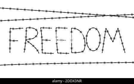 Freedom conclusion symbol, sign. Barbed wire isolated on white background. Vector Illustration EPS10 Stock Vector