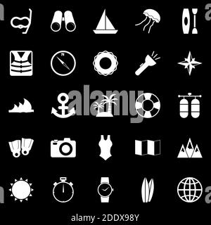 Diving icons on black background, stock vector