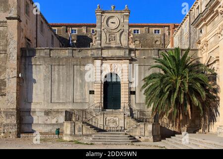 The main entrance of the 17th-century Jesuit Collegium Ragusinum (Diocesan Classical Gymnasium 'Ruder Boskovic' in Dubrovnik, Croatia Stock Photo